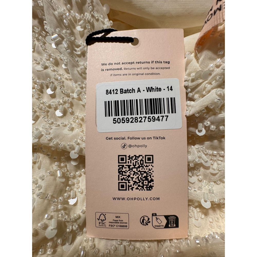 Oh Polly Ivory Long-Sleeve Beaded Maxi Dress - Picture 9 of 10